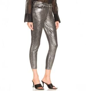 NWT FRAME Denim Womens Le High Skinny Crop Jeans Chrome Noir Size 24